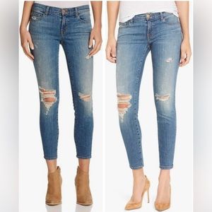 Women's J Brand Ripped Crop distressed Skinny Jeans Blue, Size 28